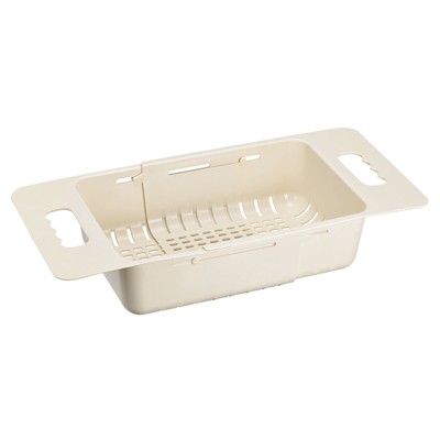 Unique Bargains Extendable Over the Sink Strainer Fruit Vegetable Wash Basket Adjustable Colander for Kitchen Plastic