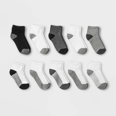 Boys' 10pk Ankle Socks - Cat & Jack™ White/Gray/Black