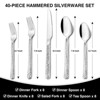 Aoibox 40-Piece Hammered Stainless Steel Flatware Set for 8, Square Cutlery Utensil Set with Mirror Finish, Dishwasher Safe for Home & Restaurant Use - 2 of 4