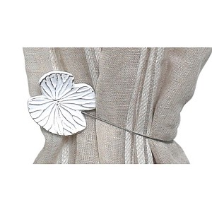 Evideco French Home Goods Magnetic Water Lily Curtain Tiebacks – Resin Floral Design - 1 of 4