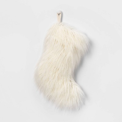 Tibetan Faux Fur Christmas Stocking Ivory - Wondershop™