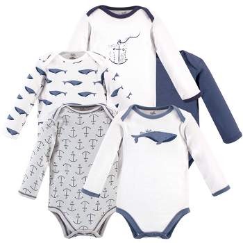Touched by Nature Organic Cotton Long-Sleeve Bodysuits 5pk, Blue Whale