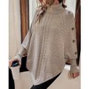 Women's High Neck Batwing Sweater Decorative Button Long Sleeve Pullover Knit Top - 4 of 4