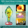 GOTGELIF 12" 36oz Hand-Blown Painted Glass Hummingbird Feeder Teal - 3 of 4