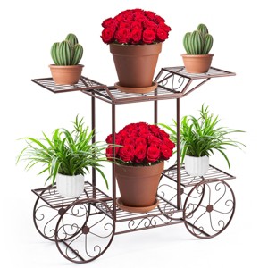 Sorbus Garden Cart Stand & Flower Pot Plant Holder Display Rack, 6 Tiers- Perfect for Home, Garden, Patio (Bronze) - 1 of 4