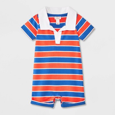 Image of Baby Boys' Polo Romper - Cat & Jack™ Blue 0-3M