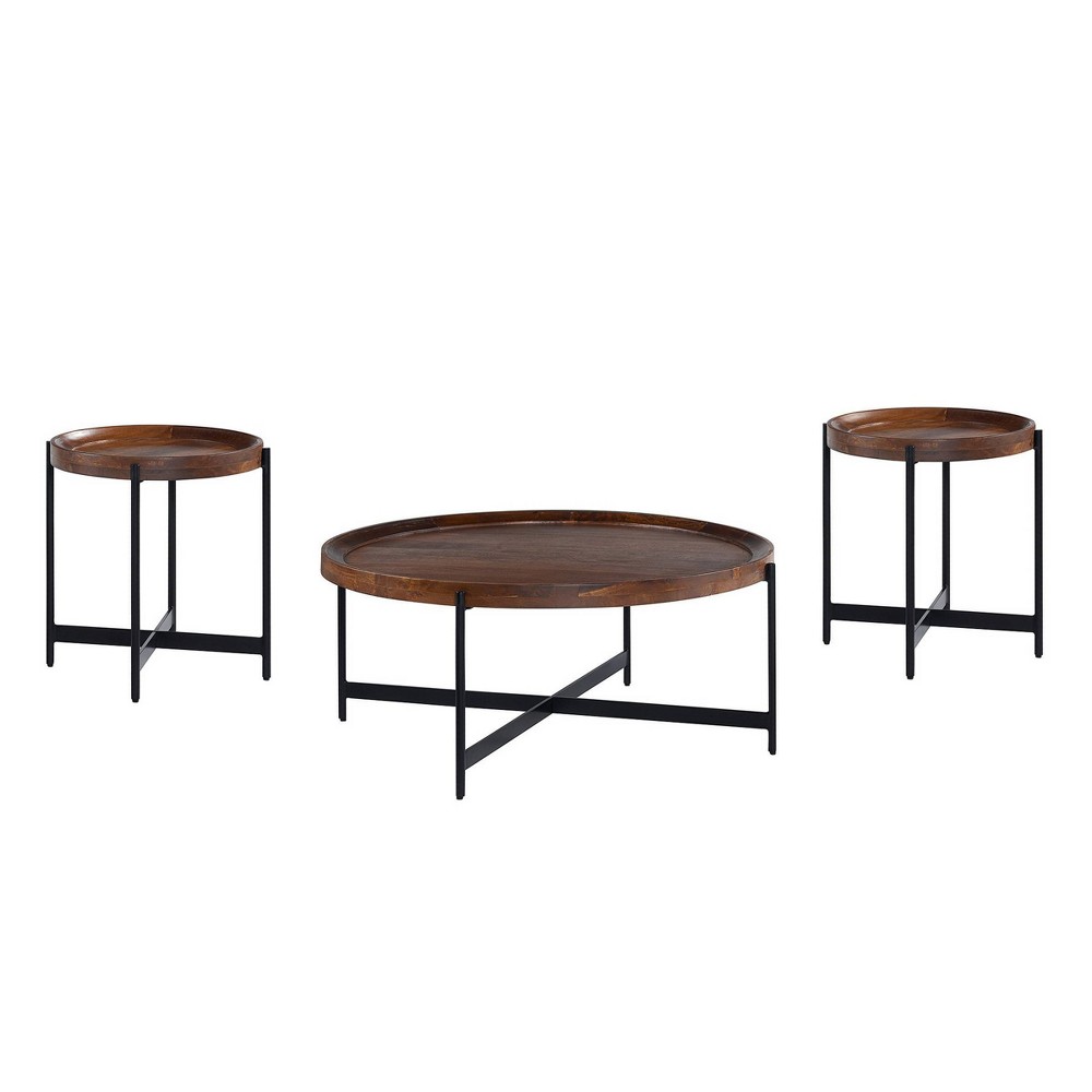 Photos - Storage Combination 3pc Brookline Table Set Medium Chestnut - Alaterre Furniture