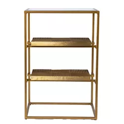Woobal Glass Top End Table with Storage Brass - Aiden Lane