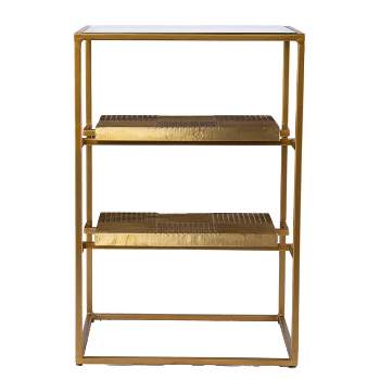 Woobal Glass Top End Table with Storage Brass - Aiden Lane