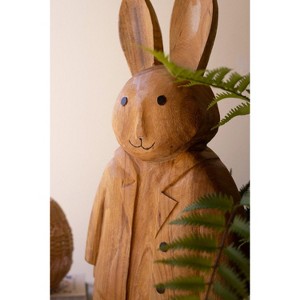 Standing Camphor Wood Rabbit, 31.5" Tall, Handcrafted Brown Finish, Large by Kalalou - 1 of 4
