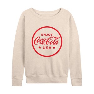 Women's - Coca-Cola - Enjoy Coca Cola USA Lightweight French Terry Wide Neck Long Sleeve Shirt - 1 of 4