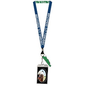 Parks and Recreation Farewell Li'l Sebastian Lanyard with Clear ID Badge Holder Blue - 1 of 4