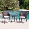 3 Piece Wicker Garden Bistro Set,Outdoor Bistro Table and 2 Rattan Chairs with Iron Frame,2 Seater Wicker Bistro Set for Backyard-Coolbibila - 3 of 4
