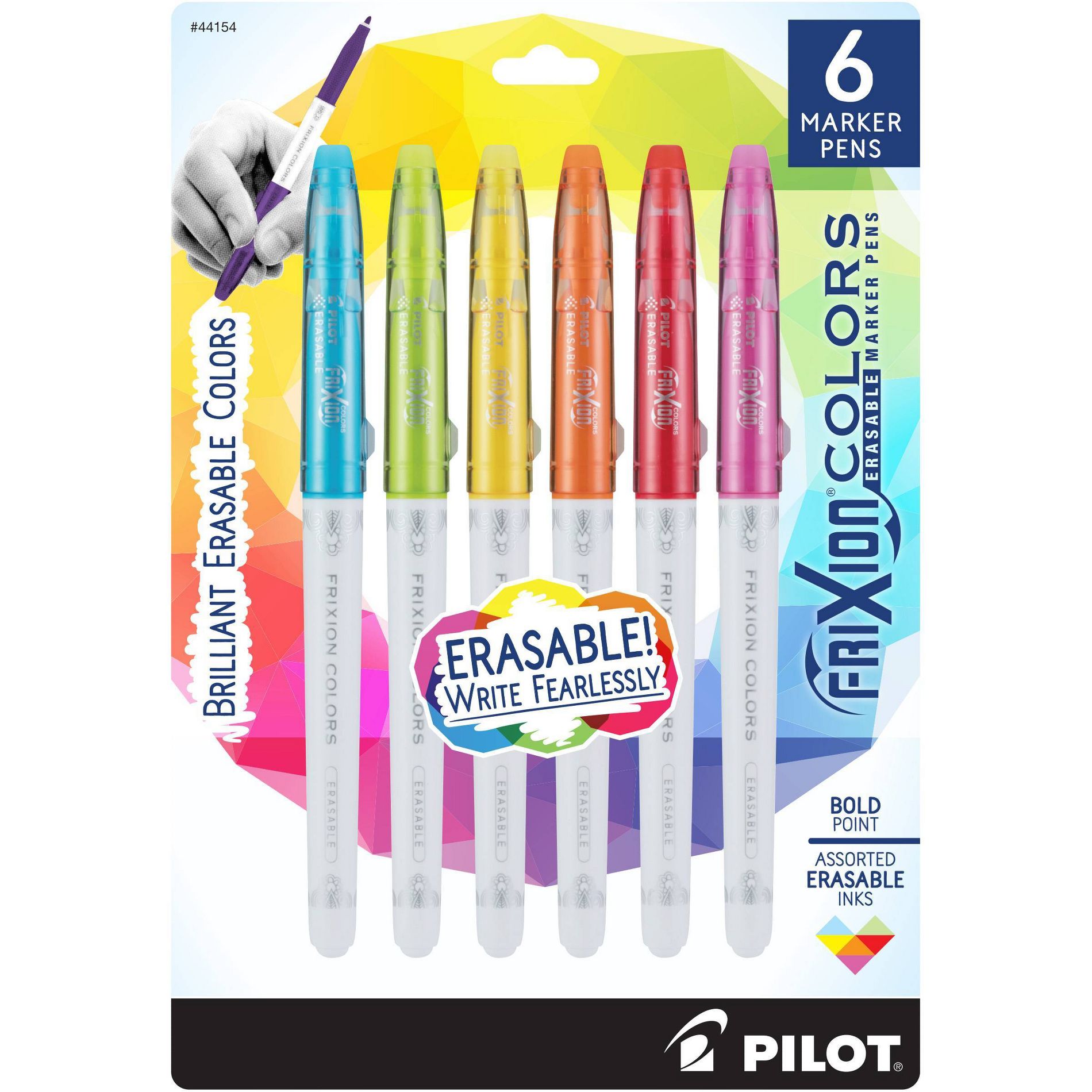 Pilot 6pk FriXion Colors Erasable Markers Bold Point Assorted Inks