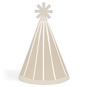 Big Dot of Happiness Tan Stripes - Cone Happy Birthday Party Hats for Kids and Adults - Set of 8 (Standard Size) - 1 of 4