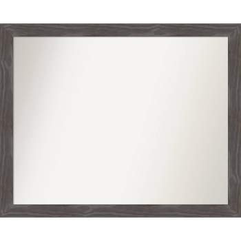 31" x 25" Non-Beveled Woodridge Rustic Gray Wood Wall Mirror - Amanti Art