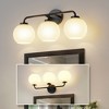 DORESshop 3-Light Black Vanity Light with Frosted Striped Globe Shades, E26 Base, Non-Integrated Bulbs, Modern Round Wall Fixture - 3 of 4