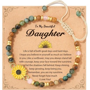 Sunflower Bracelet for Women Symbolizing Positivity Strength and Sunshine, Inspirational Gift with Adjustable Length - 1 of 4