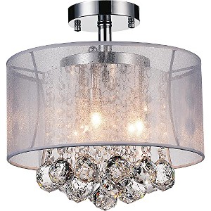 CWI Lighting Radiant 3 Light Drum Shade Flush Mount With Chrome Finish - 1 of 4