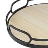 2pc Modern Round Wood and Metal Serving Tray Set Brown - Stonebriar Collection - 4 of 4