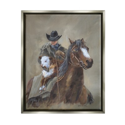 Stupell Industries Ranch Cowboy Western Horse Framed Floater Canvas Wall Art