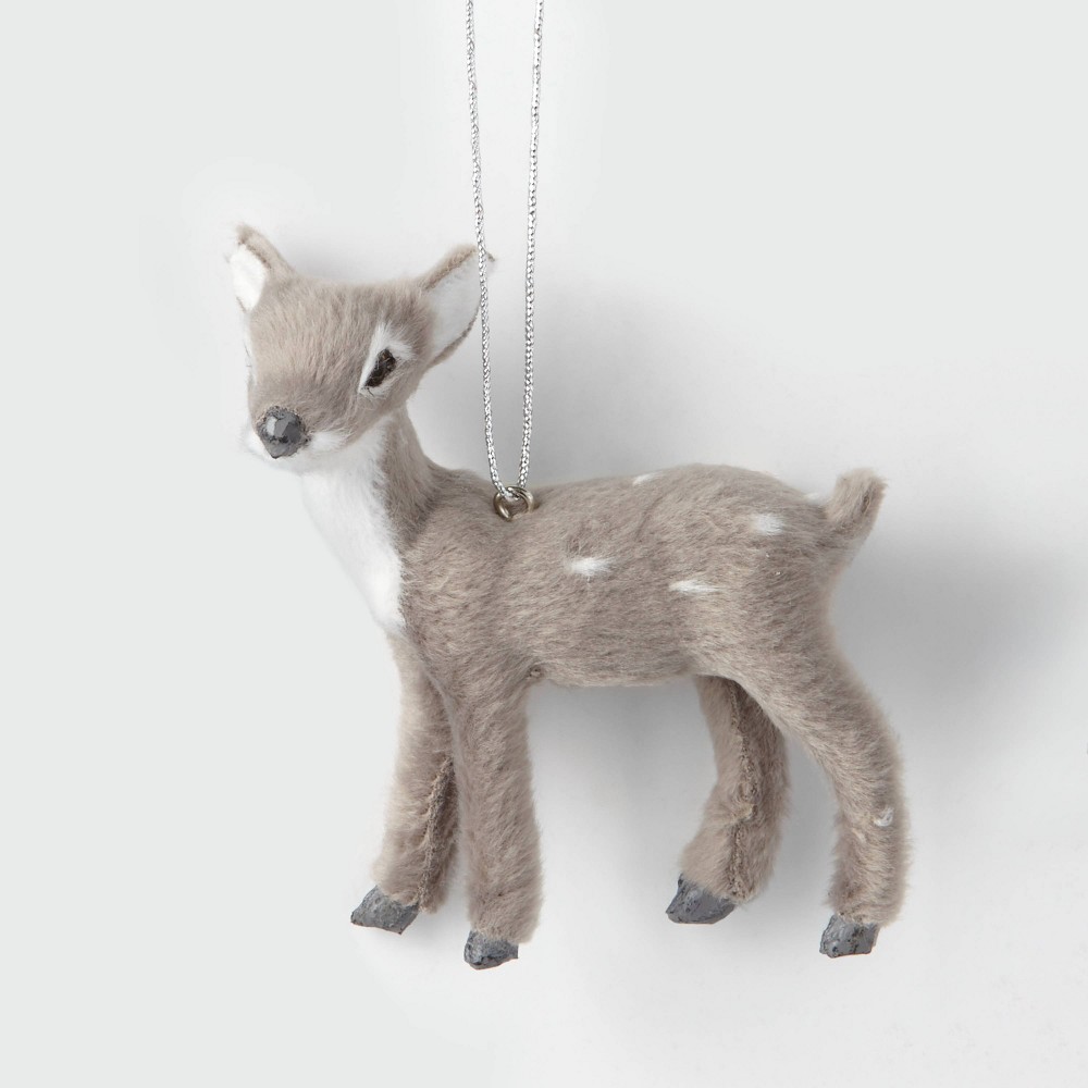 Faux Fur Fawn Christmas Tree Ornament Gray - Wondershop