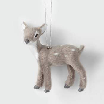 Faux Fur Fawn Christmas Tree Ornament Gray - Wondershop™