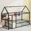 CAVINAS Twin/Full Size House Bed Frame with Shelves & Desk,Metal Floor Bed for Kids Room,Bedroom - 2 of 4