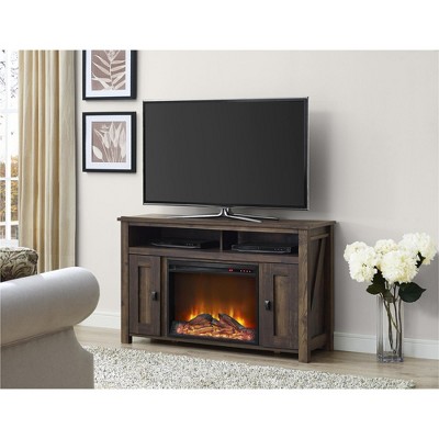 Rustic Brown Electric Fireplace TV Console with Cabinets