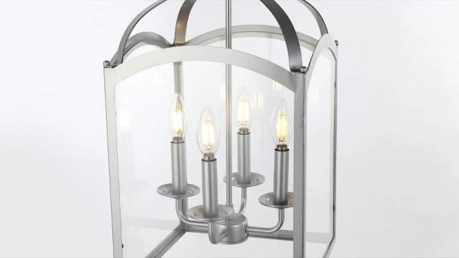11&#34; LED 4-light Ruth Classic Lantern Metal/Glass Pendant Silver - JONATHAN Y, 2 of 7, play video