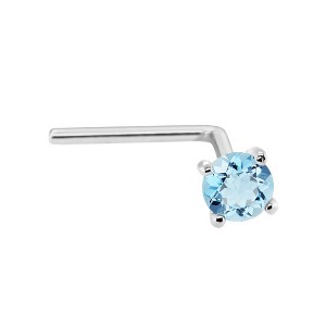 Jewelry Avalanche 22G 14K Gold L-shape Nose Stud with Blue Topaz Gemstone - 1 of 2
