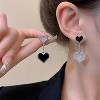 Elegant Black Heart Drop Earrings, Asymmetric Crystal Gift for Valentine's Day & Birthday. - 2 of 4