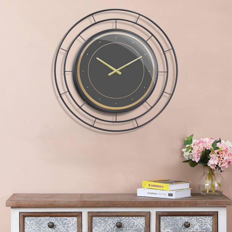 27.5&#34; Wall Clock with Concentric Wires Black/Gold - Stonebriar Collection, 6 of 8