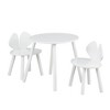 VECELO 3-Piece Kids Table and Chairs Set, Wooden Children Activity Furniture for Playroom or Classroom, White - 2 of 4