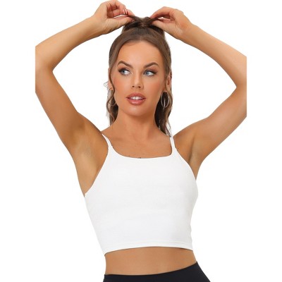 Allegra K Women's Medium Impact Fitness Workout Wireless Padded Yoga Longline Sports Bras