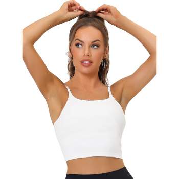 Womens V Back Longline Sports Bra with Adjustable Straps Wireless Workout  Padded Yoga Bra Solid Color Cropped Tank Tops