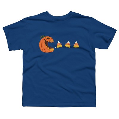 Boy's Design By Humans Halloween Gamer Pumpkin Eating Candy Corn By rawresh6 T-Shirt