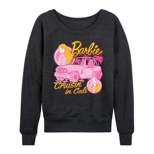 Women's - Barbie - Cruisin In Cali Lightweight French Terry Wide Neck Long Sleeve Shirt - 1 of 4