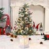 3FT Flocked Small Christmas Tree , Artificial Small Christmas Trees with Light, Multiple Pattern Bases, Outdoor Indoor for Winter Holiday Décor - 2 of 4