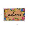 HomeRoots 17" X 29" Natural Blue Pink And Yellow Floral Welcome Outdoor Coir Door Mat - 3 of 4