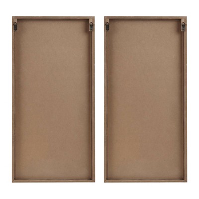Dark Brown MDF Botanical Carved Wall Panel Set, 2-Piece