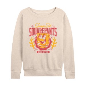 Women's - Spongebob Squarepants - Collegiate Lightweight French Terry Wide Neck Long Sleeve Shirt - 1 of 4
