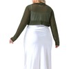 Agnes Orinda Women's Plus Size Mesh Crop Long Sleeve Open Front Cardigans - 3 of 4