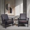 Royal Hampton Amber Accent Chair, Handcrafted Slatted Mango Wood, Buffalo Leather Cushions, Angled Legs - - 2 of 4