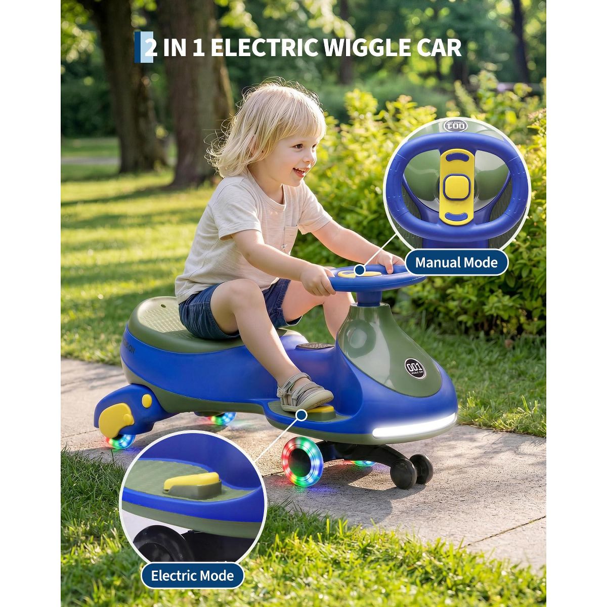 Garvee 12V Electric Wiggle Car for Kids, 2 in 1 Swing Car with Pedal, Anti-Rollover Max 3.5Mph,Max Load 66Lbs,Flashing Wheels, Music, for Toddlers - thumbnail 10