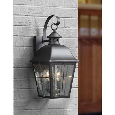 Mystic Black 18.5" Copper Outdoor Lantern with Seeded Glass
