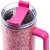 Packed Party Hot Pink Stainless Steel Insulated 40 oz Oversized Tumbler With Handle, Straw, Lid for Water or Iced Tea (Pink Glitter) - image 3 of 4