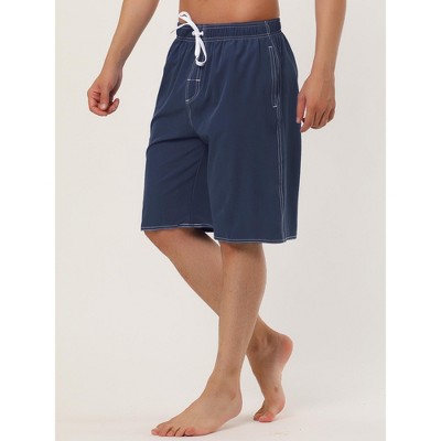 Lars Amadeus Men's Solid Color Elastic Waist Swimming Pool Board Shorts 2 Packs Dark Blue/Gray 30 — фото 2