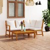 vidaXL Outdoor Patio Lounge Set - 4 Piece Cream Acacia Wood Furniture Set with Thick Padded Cushions & Coffee Table - Sleek Modern Design - 2 of 4