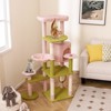 Tangkula 58" Plush Cat Tree Floral Climbing Tree Multi-level Cat Tower w/ Round Basket - 3 of 4